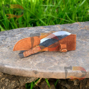 Norse Viking Knife With Boar's Head Hilt & Leather Sheath - 5.5" Carbon Steel Blade Boar's head Raven's Head Hilt