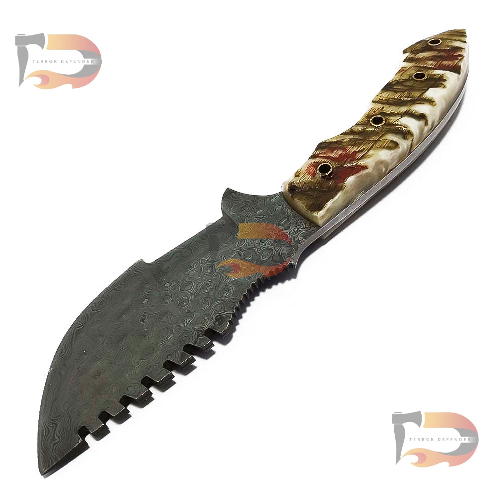 12″inches  Handmade Damascus Steel Tactical Tracker Hunting Knife | Camping Knife | Tracker Knife Best Damascus Steel Knife