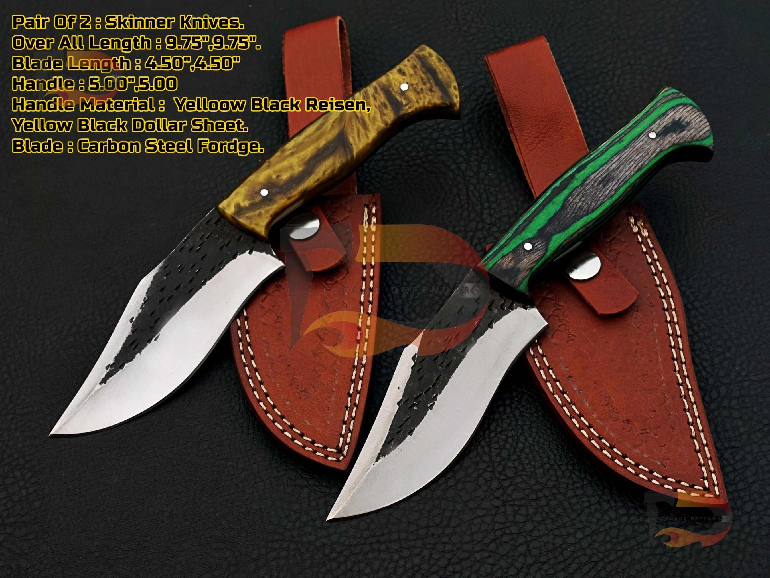 Lot Of 2 Custom Handmade  Carbon Steel  Skinner knives , EDC skinner , hunting skinner , skinner knife , Xmas gifts With Leather Sheath