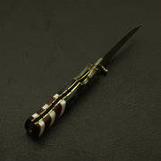 USA Flag Damascus Steel Folding Pocket Knife: Handmade, Custom, and Ideal for Camping & Hiking with Leather Sheath - Best gift for him knife Terror Defender 