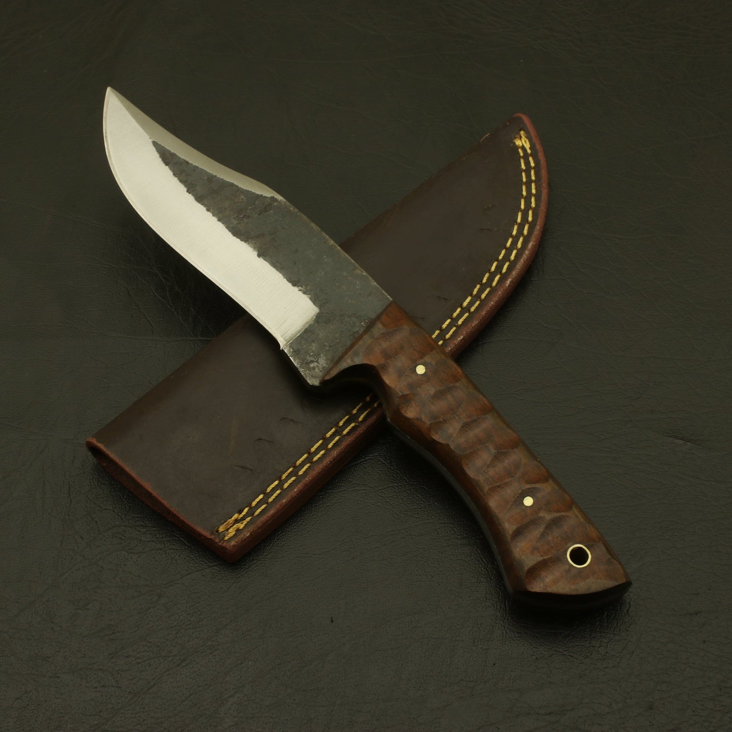 Full Tang Hand-Forged High Carbon Steel Hunting Skinner Knife: Ideal Camping Companion with Pure Leather Sheath - A Perfect Gift for Father knife Terror Defender 