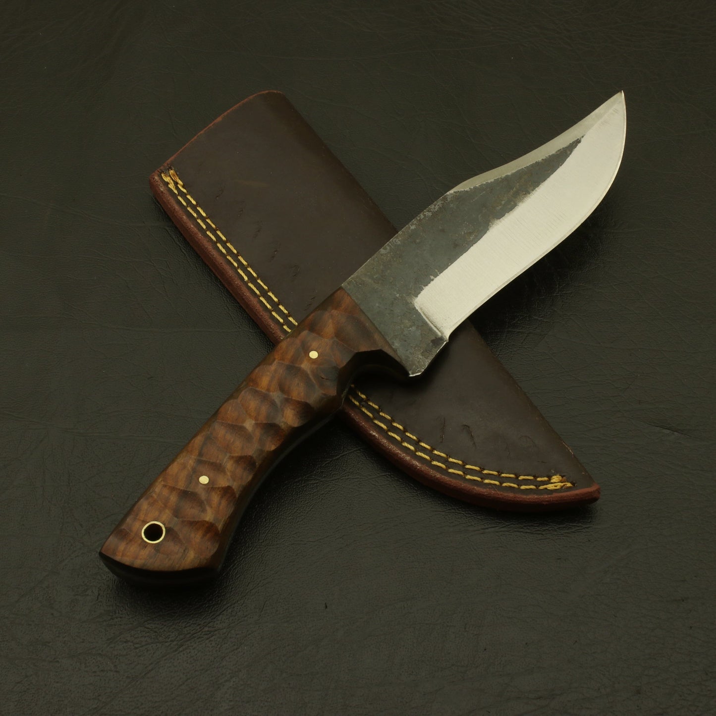 Full Tang Hand-Forged High Carbon Steel Hunting Skinner Knife: Ideal Camping Companion with Pure Leather Sheath - A Perfect Gift for Father knife Terror Defender 