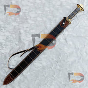 Handcrafted Damascus Steel Viking Style Sword with Leather Sheath | Damascus | Father’s Day Gift | MASTER Collection, Perfect Christmas Gift