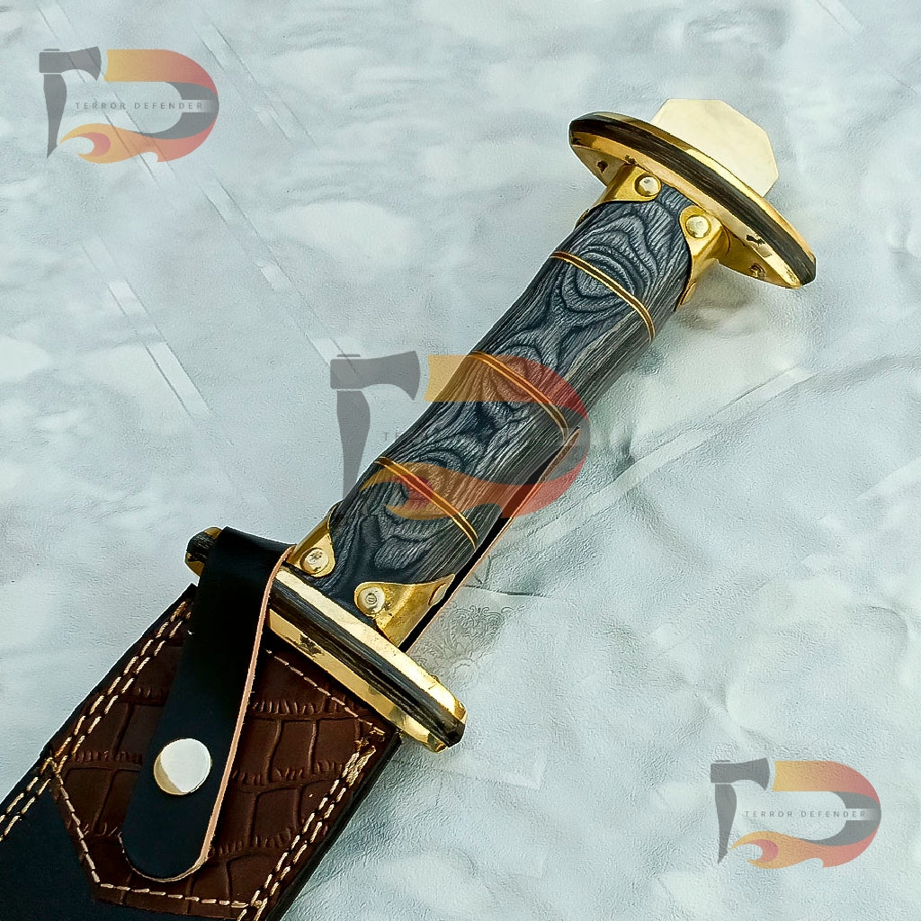 Handcrafted Damascus Steel Viking Style Sword with Leather Sheath | Damascus | Father’s Day Gift | MASTER Collection, Perfect Christmas Gift