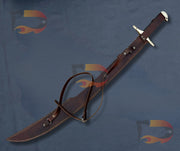 Custom Hand Forged Damascus Steel Arabic Sword, with Leather Sheath | Best Hunting sword | Gift for Him