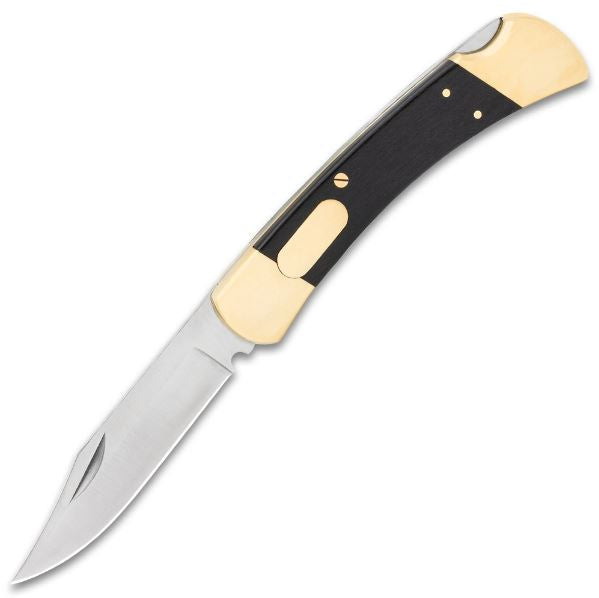 Executive Office Automatic Pocket Knife - 3Cr13 Stainless Steel Blade, Wooden Handle, Brass Bolsters, Brass Liners Hunting Terror Defender 