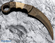 beautiful handmade damascus hunting karambit handle made of camel and damascus Knives Terror Defender 