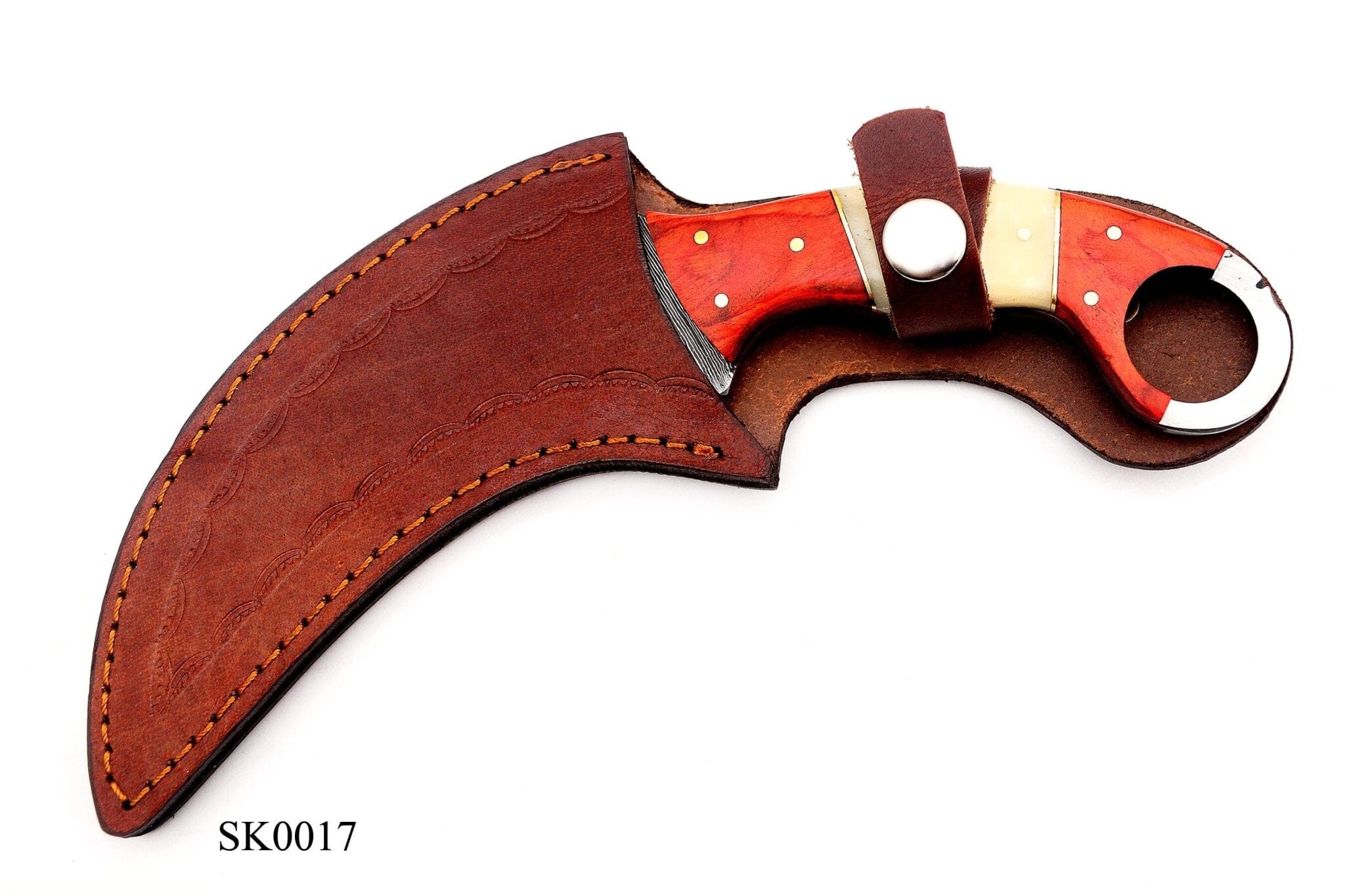 Beautiful handmade Damascus karambit knife handle made of camel bone and buffalo horn Hunting Terror Defender 