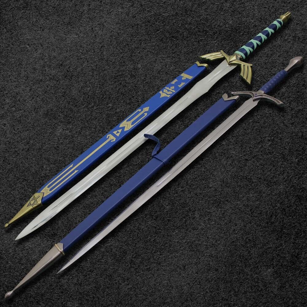 Combo Of 2: Handmade Legend of Zelda Sword Replica And Glamdring Sword of Gandalf with Cover Lord of The Rings (LOTR) Replica Sword (Blue) Costume Weapons Terror Defender 