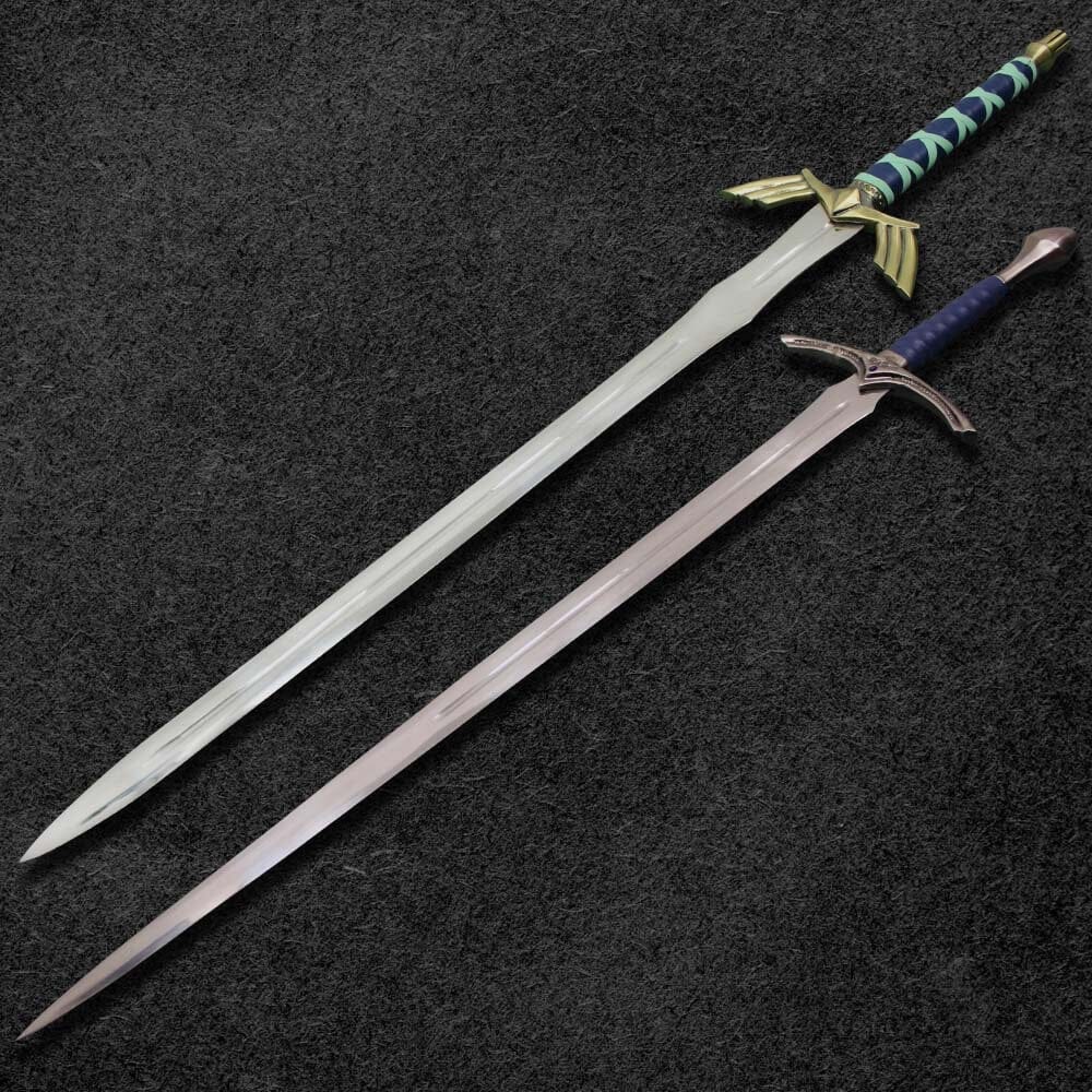 Combo Of 2: Handmade Legend of Zelda Sword Replica And Glamdring Sword of Gandalf with Cover Lord of The Rings (LOTR) Replica Sword (Blue) Costume Weapons Terror Defender 