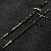 Combo Of 2: Legend of Zelda Fully Handmade Replica Sword (Black and Gold) And Anduril Sword of Narsil the King Aragorn Replica Sword Costume Weapons Terror Defender 