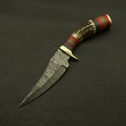 Custom Hand Forged High Quality Damascus steel Hunting/skinning Knife - Stag/antler Handle with Sheath Hunting Terror Defender 