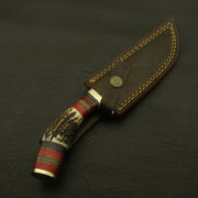 Custom Hand Forged High Quality Damascus steel Hunting/skinning Knife - Stag/antler Handle with Sheath Hunting Terror Defender 