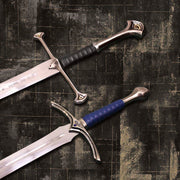 Handmade Glamdring Sword of Gandalf with Cover Lord of The Rings And Anduril Sword and Aragorn Strider Ranger Sword with knife Replica Pair Costume Weapons Terror Defender 