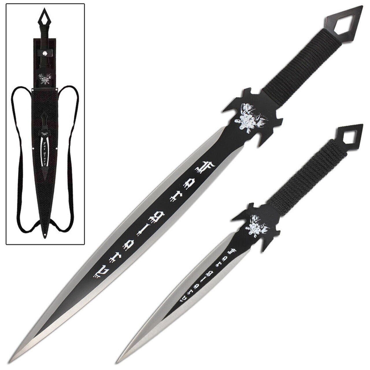 Handmade Lurid Souls For Glory Flaming Battle Sword Set With Sheath Costume Weapons Terror Defender Black 