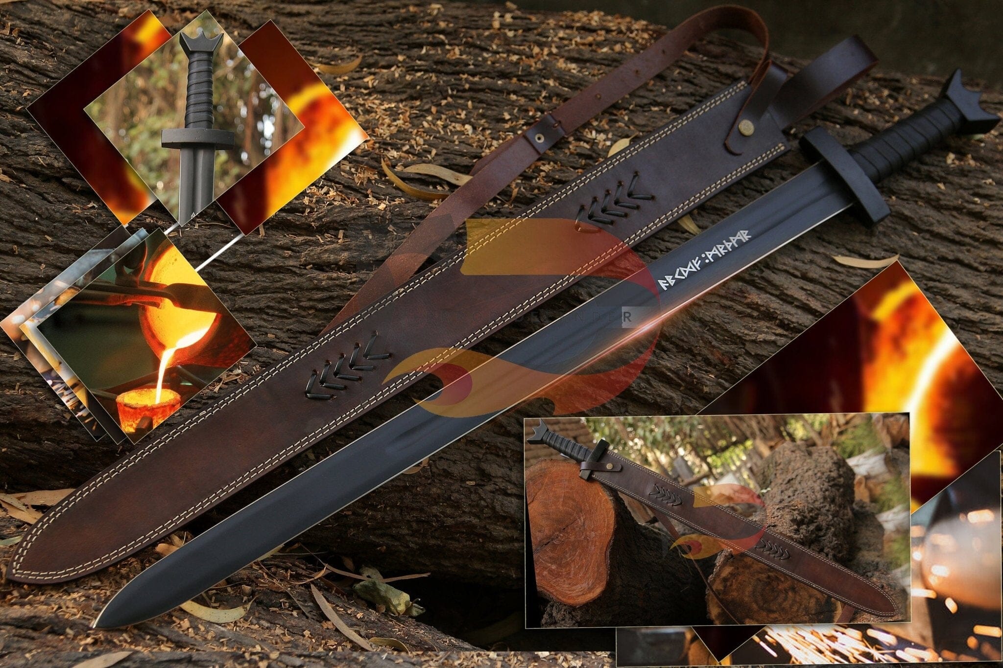 Handmade Medieval Viking Sword High Carbon Steel | Japanese Spring Steel | Movie Replica Sword | Functional Sword | Battle Ready Sword Costume Weapons Terror Defender Carbon Steel 
