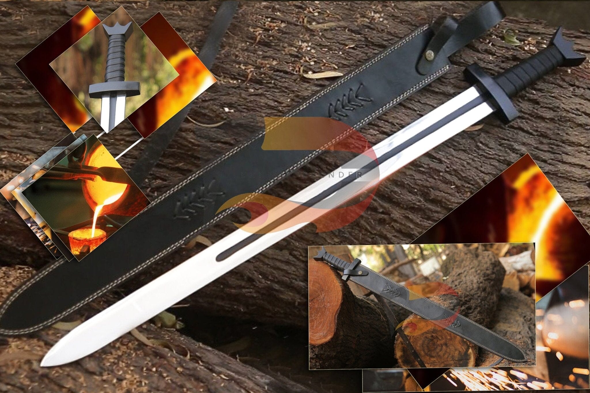 Handmade Medieval Viking Sword High Carbon Steel | Japanese Spring Steel | Movie Replica Sword | Functional Sword | Battle Ready Sword Costume Weapons Terror Defender Carbon Steel 