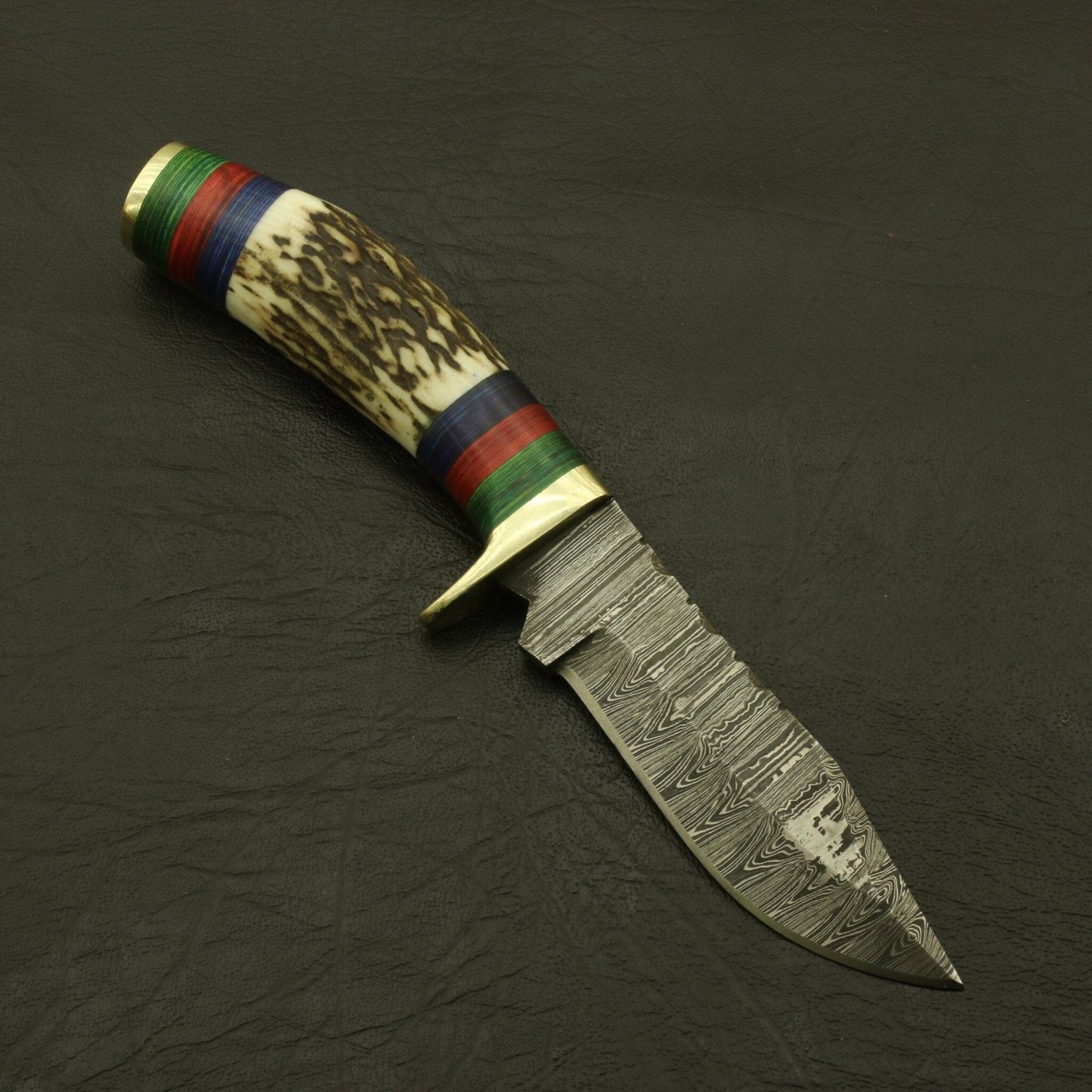 Stag Horn Damascus Steel 8” Inches Knives Handmade Beautiful Blend of Form and Function /sheath Camping Terror Defender 