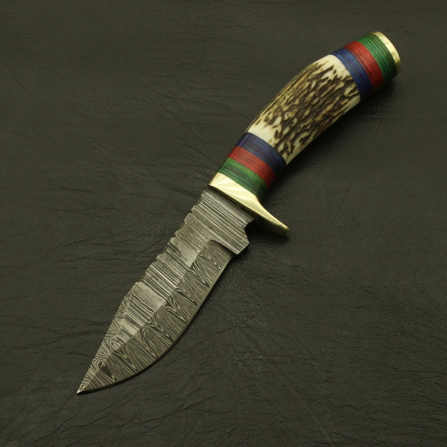 Stag Horn Damascus Steel 8” Inches Knives Handmade Beautiful Blend of Form and Function /sheath Camping Terror Defender 