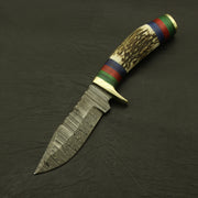 Stag Horn Damascus Steel 8” Inches Knives Handmade Beautiful Blend of Form and Function /sheath Camping Terror Defender 