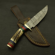 Superb Rait tail Custom Made Hand Forged Damascus Hunting/skinning Knife Stag/antler Handle with Sheath Hunting Terror Defender 