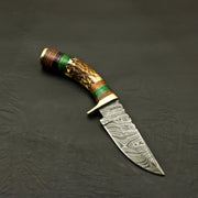 Top Custom Made Hand Forged Damascus Hunting/Skinning Knife-Stag/Antler Handle With leather sheath Hunting Terror Defender 